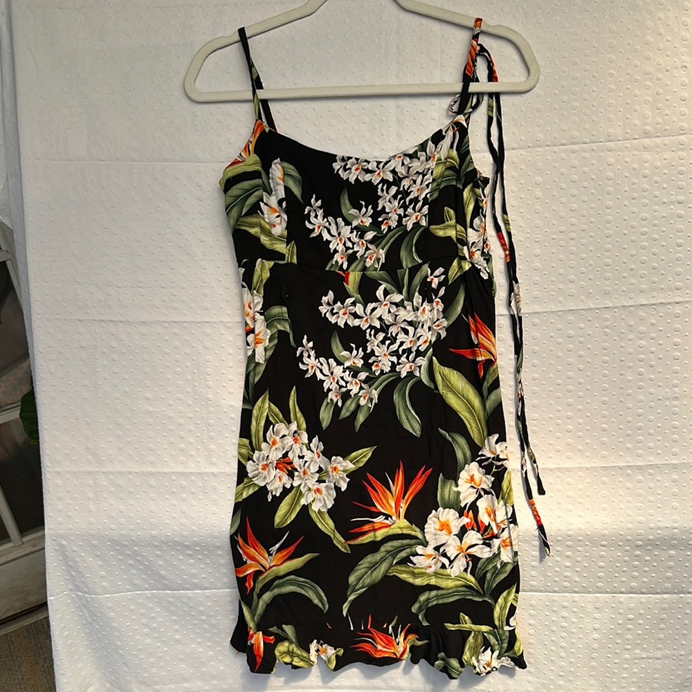 ALOHA Collection Black and White Tie Front Mini Dress